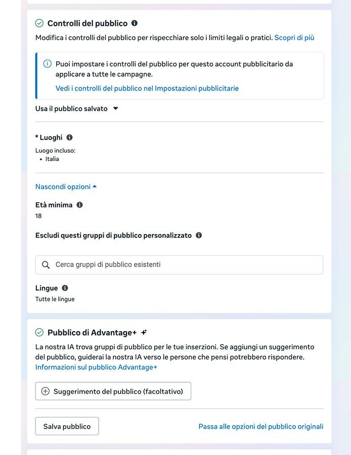 controlli pubblico meta ads